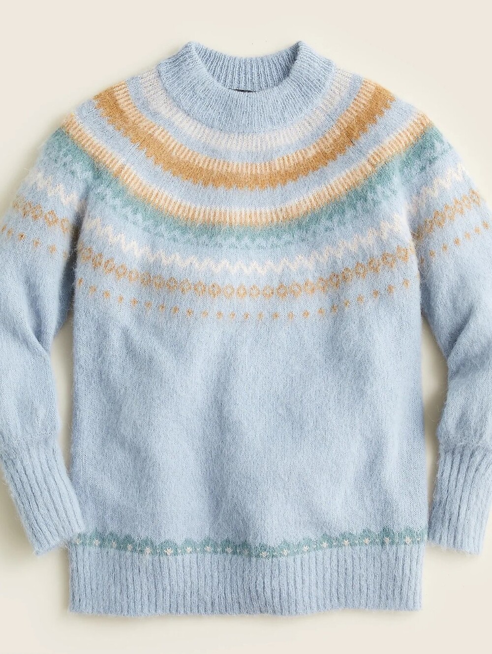 NWT J. Crew Fair Isle Yoke Puff Sleeve Sweater XS Oversized